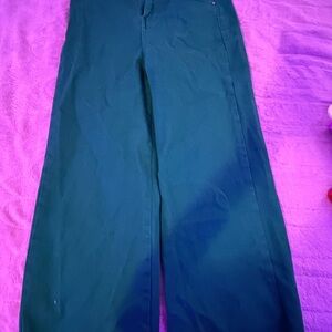 Dark Green Wide-Leg Pants